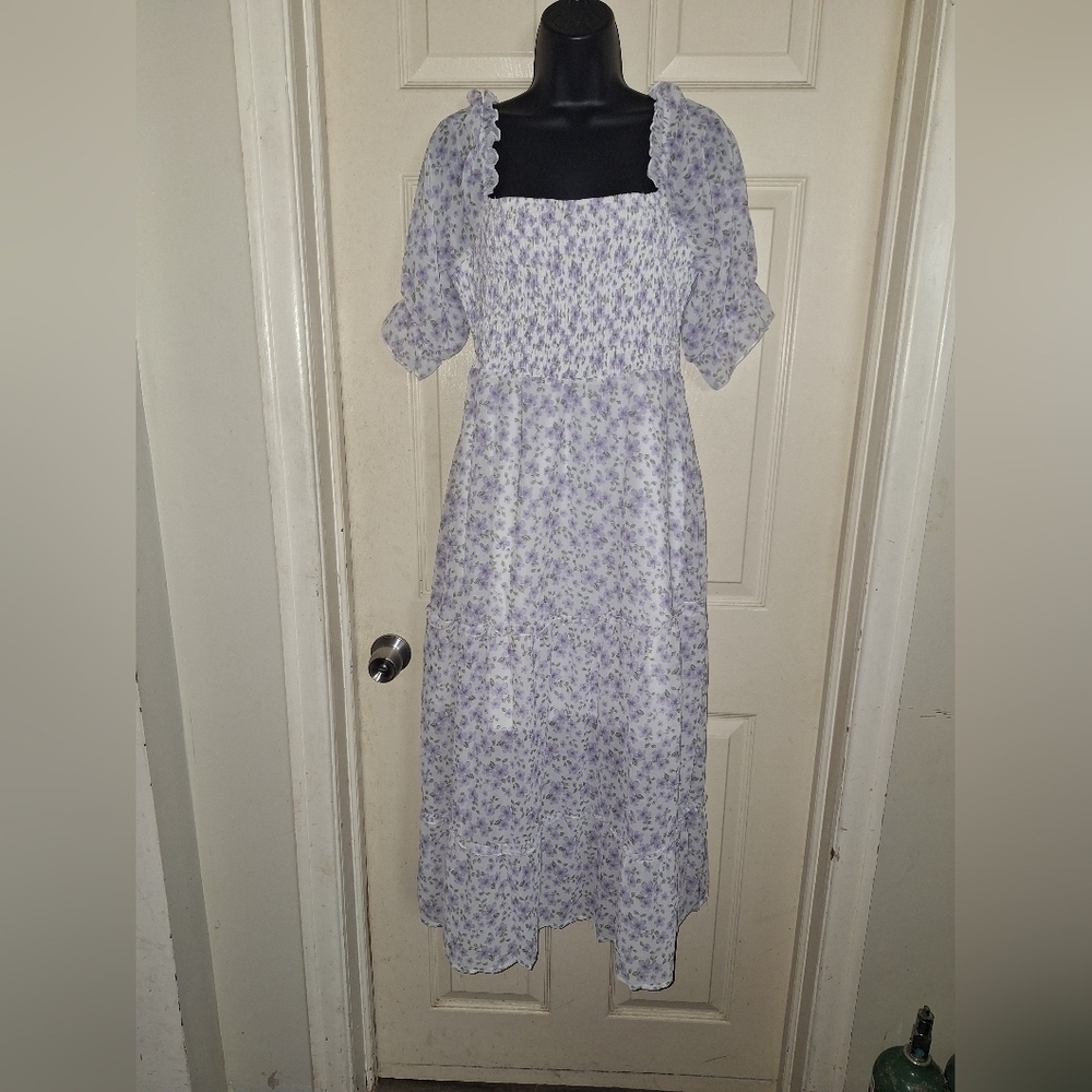 No brand cottage-core floral tiered dress XL